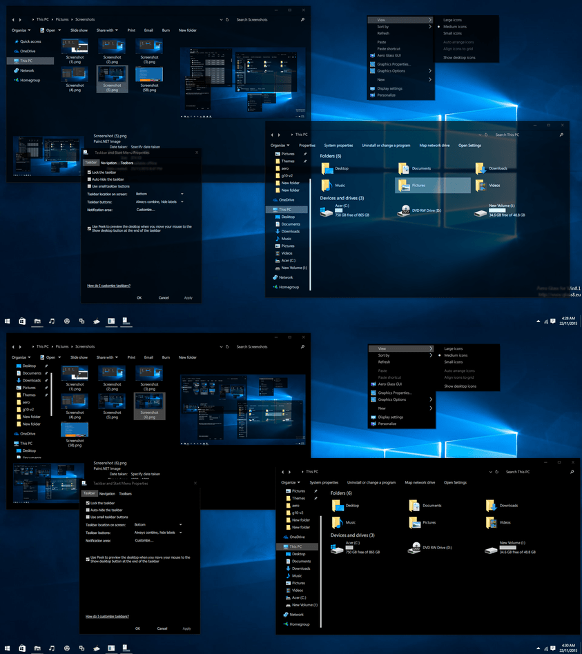 dark theme settings windows 10